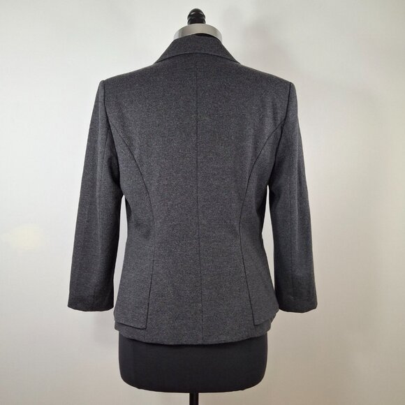 Womans Grey Business Career Suit Peplum Blazer Jacket Sz M Stretch Comfort - Picture 3 of 16